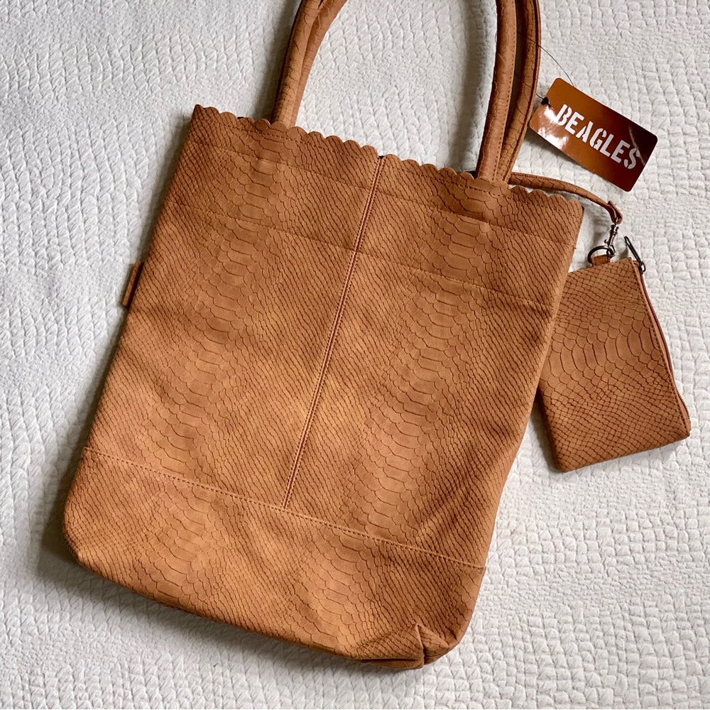 NEW Beagles Brown Snake Print Shopper Shoulder Bag with Pouch - Picture 4 of 8